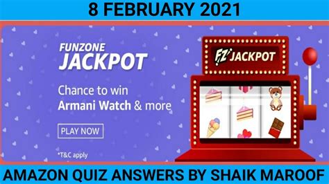 fun zone jackpot amazon quiz answers